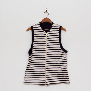 LS WEEK END vintage vest reversible • navy white stripes • M